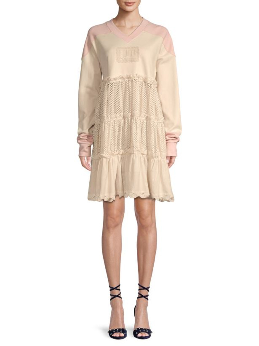 NWT RARE FENTY PUMA by Rihanna Pink Hockey Baby Doll Tiered Dress Size Small